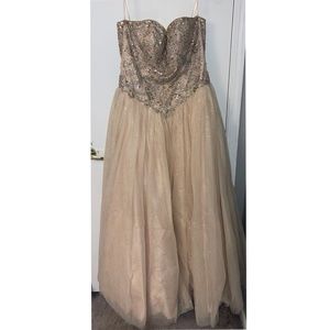 size 13 - gold strapless prom dress with corset lace up back